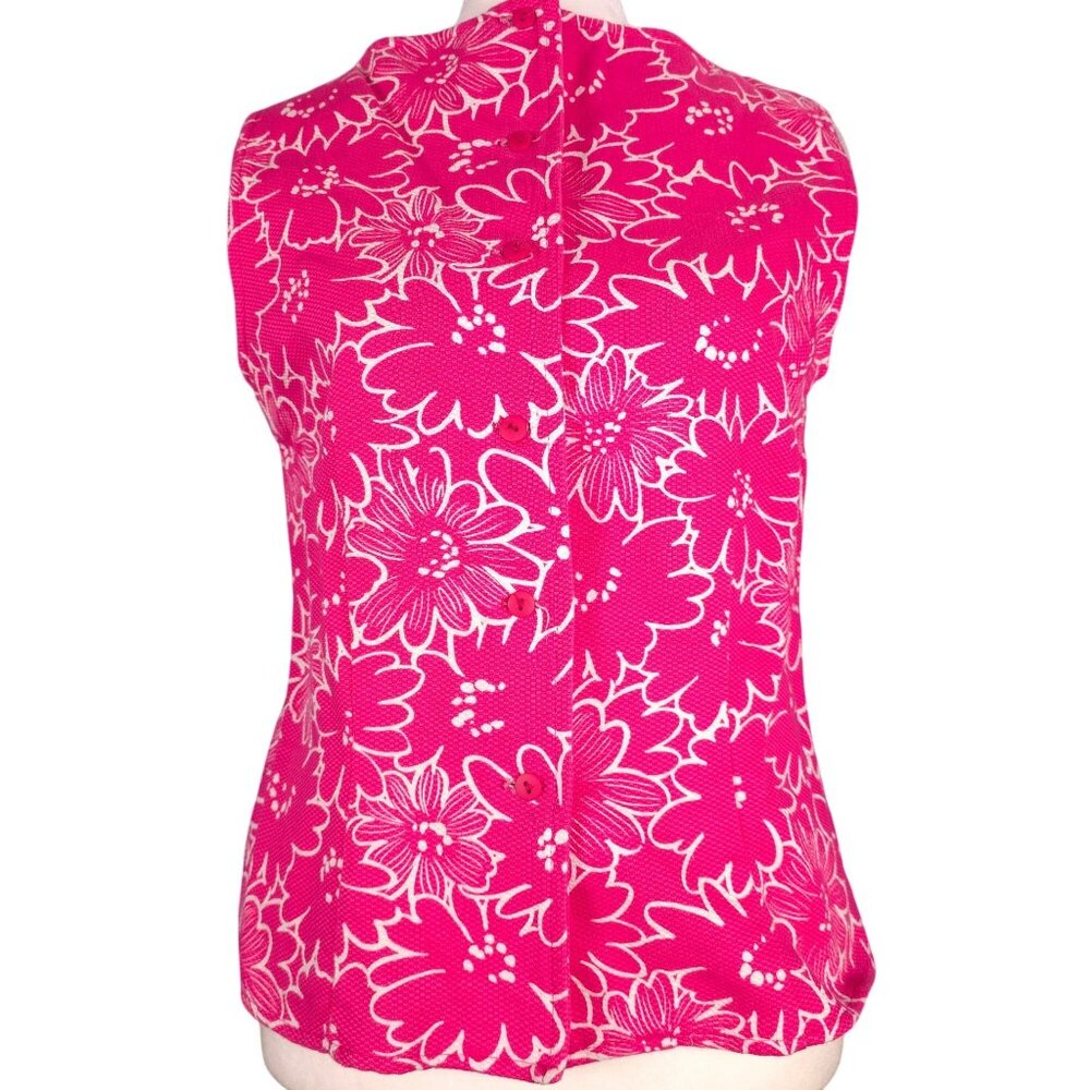Talbots Pink Floral Sleeveless Top Size S 100% Cotton Womens Blouse